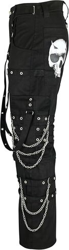 Men’s Gothic Punk Cargo Pants Black Baggy Bondage Chains Straps Skull Pockets in Saudi Arabia