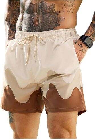 SHENHE Men's Swim Trunks with Liner Drawtring Pockets Hawaiian Bathing Suit Beach Shorts in Saudi Arabia