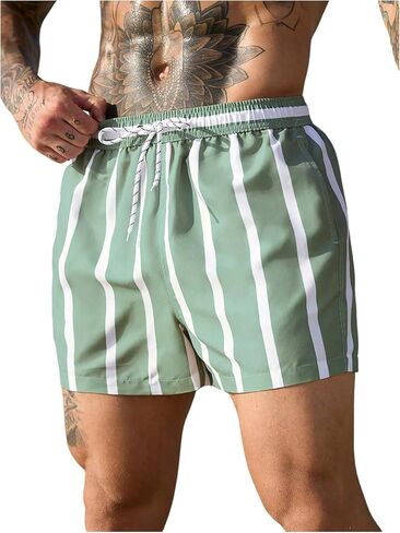 Verdusa Men's Swim Trunks Striped Low Rise Hawaiian Beach Shorts with Pockets Vacation Outfits in Saudi Arabia