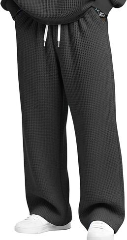 الرجال الهراء بنطلون طويل وواسع فضفاض محكم كبير وطويل القامة السراويل مرونة الخصر مفتوحة أسفل تنفس لينة واسعة الساق بنطلون in Kuwait