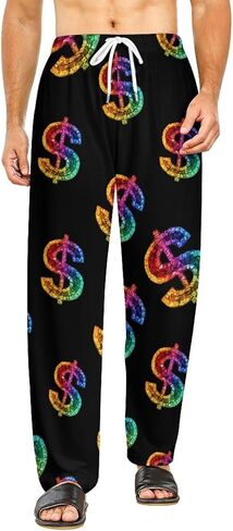 Rainbow Dollar Sign Men's Pajama Pants Soft Lounge Bottoms Sleepwear for Women in Saudi Arabia