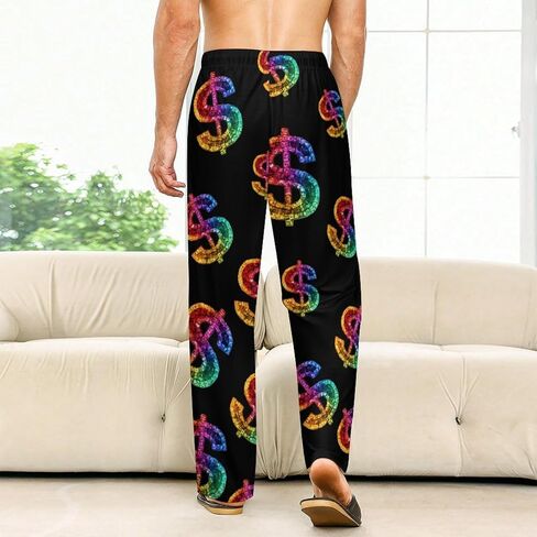 Rainbow Dollar Sign Men's Pajama Pants Soft Lounge Bottoms Sleepwear for Women in Saudi Arabia