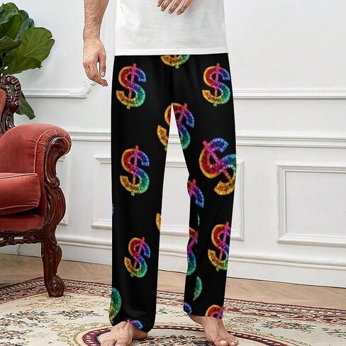 Rainbow Dollar Sign Men's Pajama Pants Soft Lounge Bottoms Sleepwear for Women in Saudi Arabia