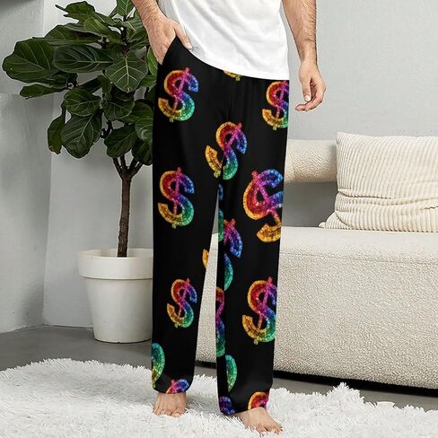 Rainbow Dollar Sign Men's Pajama Pants Soft Lounge Bottoms Sleepwear for Women in Saudi Arabia