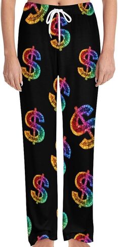 Rainbow Dollar Sign Men's Pajama Pants Soft Lounge Bottoms Sleepwear for Women in Saudi Arabia