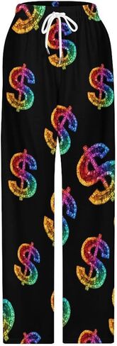 Rainbow Dollar Sign Men's Pajama Pants Soft Lounge Bottoms Sleepwear for Women in Saudi Arabia