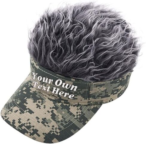 Custom Text Personalized Embroidered Novelty Spiked Hair Visor Sun Funny Golf Hats Fake Wig Peaked Adjustable Baseball Caps in Saudi Arabia