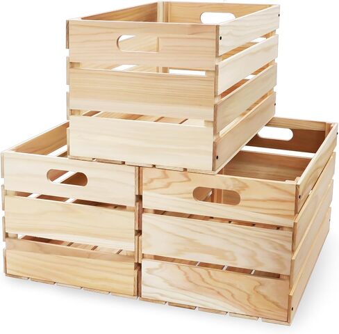 3 قطع من صناديق الصناديق الخشبية الكبيرة لتخزين ديكو وصناديق خشبية مع مقابض مزخرفة للحرف الفنية للتخزين المنزلي والمكتب (15.7 × 11.8 × 10.5 بوصة) in Kuwait