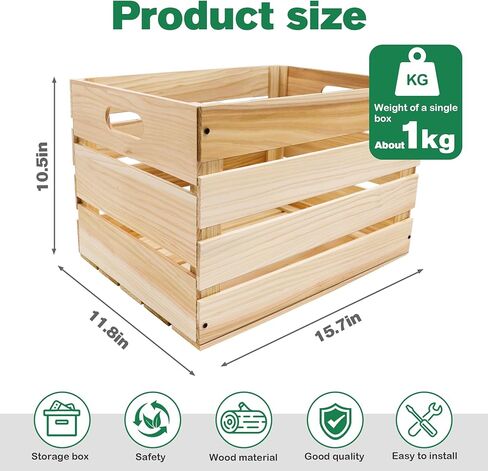 3 قطع من صناديق الصناديق الخشبية الكبيرة لتخزين ديكو وصناديق خشبية مع مقابض مزخرفة للحرف الفنية للتخزين المنزلي والمكتب (15.7 × 11.8 × 10.5 بوصة) in Kuwait