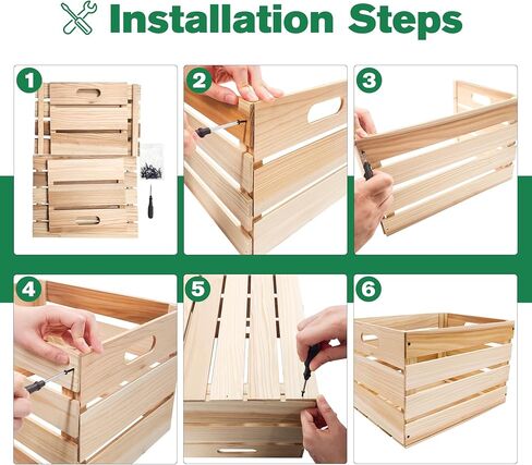 3 قطع من صناديق الصناديق الخشبية الكبيرة لتخزين ديكو وصناديق خشبية مع مقابض مزخرفة للحرف الفنية للتخزين المنزلي والمكتب (15.7 × 11.8 × 10.5 بوصة) in Kuwait