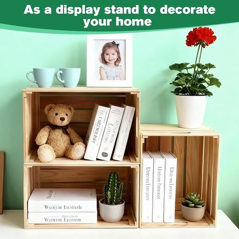 3 قطع من صناديق الصناديق الخشبية الكبيرة لتخزين ديكو وصناديق خشبية مع مقابض مزخرفة للحرف الفنية للتخزين المنزلي والمكتب (15.7 × 11.8 × 10.5 بوصة) in Kuwait