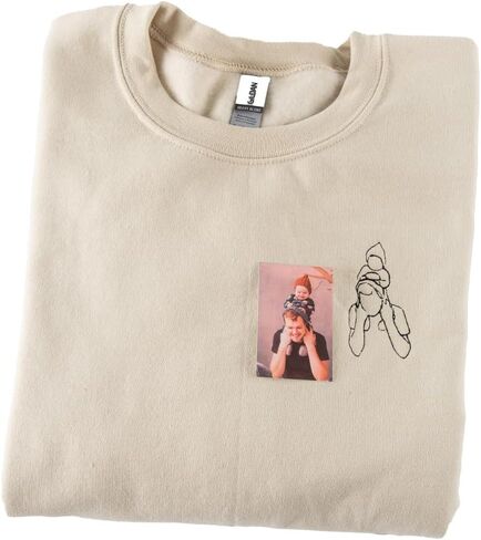 Custom Embroidered Portrait Sweatshirt from Photo Personalized Outline Picture Photo Gift for Couple in Saudi Arabia