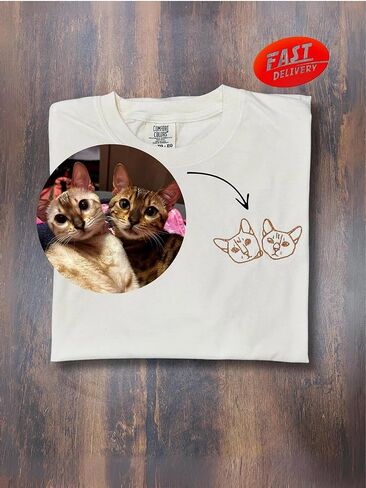 Custom Embroidered Portrait Sweatshirt from Photo Personalized Outline Picture Photo Gift for Couple in Saudi Arabia