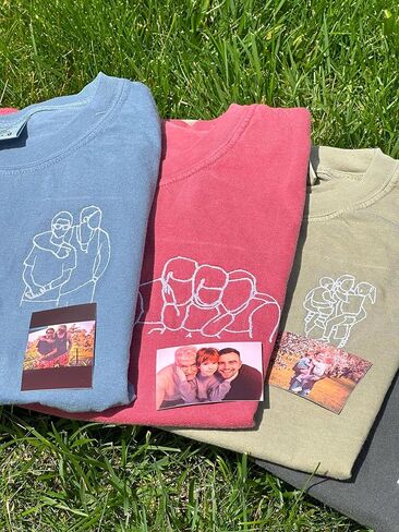 Custom Embroidered Portrait Sweatshirt from Photo Personalized Outline Picture Photo Gift for Couple in Saudi Arabia