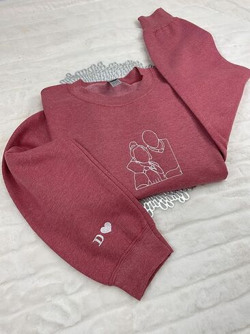 Custom Embroidered Portrait Sweatshirt from Photo Personalized Outline Picture Photo Gift for Couple in Saudi Arabia