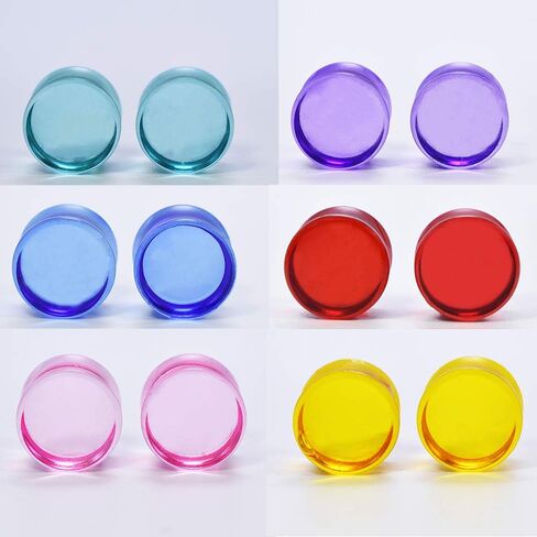 12Pcs Colored Transparent Acrylic Ear Tunnel Piercings and Gauge Ear Stretching Kit Double Flared Plug 2g-1'' (9/16''(14mm)) in Saudi Arabia