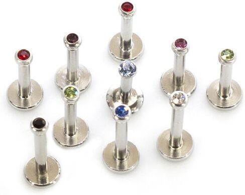 مجموعة مجوهرات BodyJewelryOnline Labret مكونة من 10 قطع مع أحجار تشيكوسلوفاكيا 14G مترابطة داخليًا in Saudi Arabia