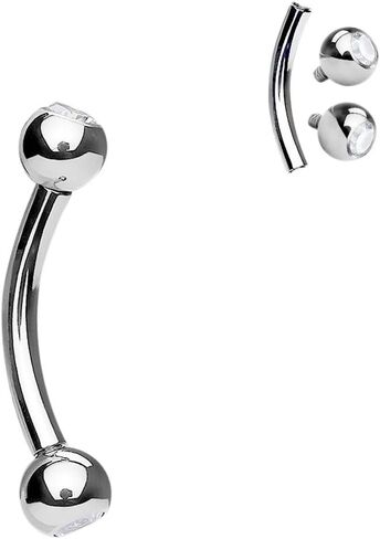1 Piece Gemmed Internally Threaded G23 Solid Titanium Curved Barbell/Eyebrow Ring in Saudi Arabia