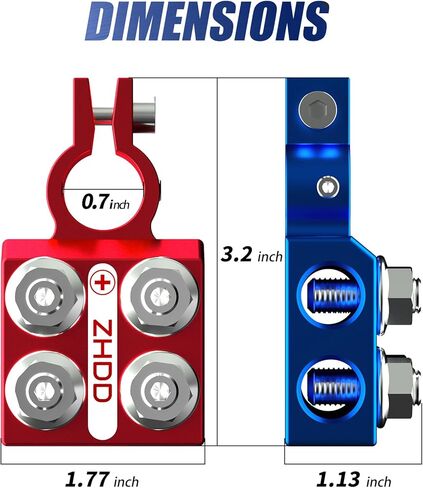 Lead Acid Battery Terminal Connector,8AWG up to 4/0 AWG Gauge Multi Cable Connection Clamp Extender (4 Holders (2/0 AWG, 1/0 AWG)+4 Studs (8 mm), 8-Way) in Kuwait