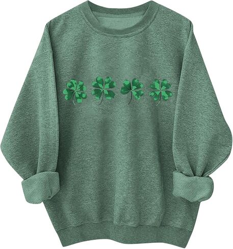 St Patricks Day Sweatshirt Women Casual Long Sleeve St Pattys Shirt Crew Neck Irish Shamrock Graphic Pullover Tops in Kuwait