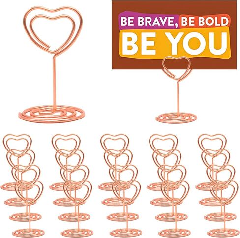 CUNGLIN حامل رقم الجدول مكان حامل البطاقة حامل 20 حزمة، حامل شكل قلب ذهبي لحفلات الزفاف صور صغيرة بطاقات اللعب حامل الصورة القائمة مذكرة عيد الميلاد حامل بطاقة كليب in Kuwait