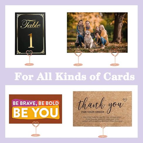 CUNGLIN حامل رقم الجدول مكان حامل البطاقة حامل 20 حزمة، حامل شكل قلب ذهبي لحفلات الزفاف صور صغيرة بطاقات اللعب حامل الصورة القائمة مذكرة عيد الميلاد حامل بطاقة كليب in Kuwait