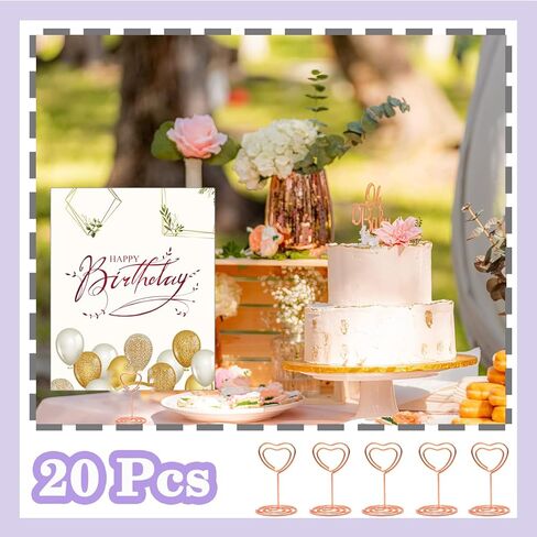 CUNGLIN حامل رقم الجدول مكان حامل البطاقة حامل 20 حزمة، حامل شكل قلب ذهبي لحفلات الزفاف صور صغيرة بطاقات اللعب حامل الصورة القائمة مذكرة عيد الميلاد حامل بطاقة كليب in Kuwait