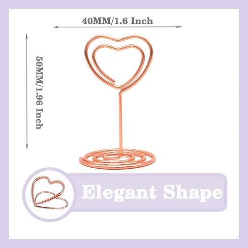 CUNGLIN حامل رقم الجدول مكان حامل البطاقة حامل 20 حزمة، حامل شكل قلب ذهبي لحفلات الزفاف صور صغيرة بطاقات اللعب حامل الصورة القائمة مذكرة عيد الميلاد حامل بطاقة كليب in Kuwait