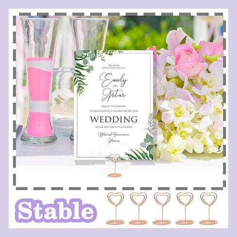 CUNGLIN حامل رقم الجدول مكان حامل البطاقة حامل 20 حزمة، حامل شكل قلب ذهبي لحفلات الزفاف صور صغيرة بطاقات اللعب حامل الصورة القائمة مذكرة عيد الميلاد حامل بطاقة كليب in Kuwait