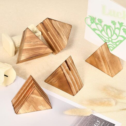 CHGCRAFT 10Pcs Triangle Wood Photo Holder Table Numbers Sign Holders Wooden Place Card Holders Name Photo Picture Holders for Wedding Party Birthday, 56x64x32mm in Saudi Arabia