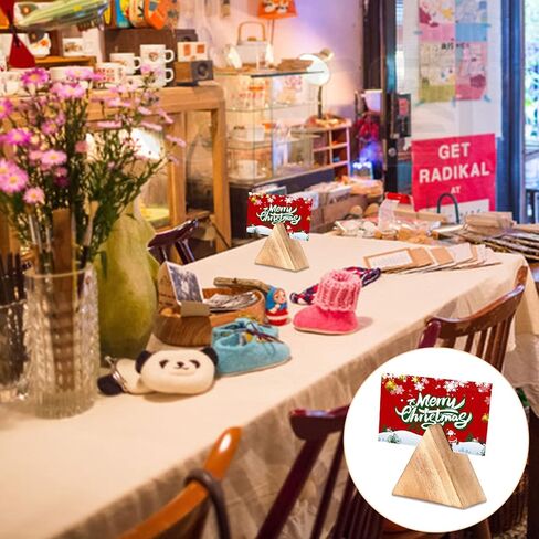 CHGCRAFT 10Pcs Triangle Wood Photo Holder Table Numbers Sign Holders Wooden Place Card Holders Name Photo Picture Holders for Wedding Party Birthday, 56x64x32mm in Saudi Arabia