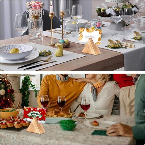 CHGCRAFT 10Pcs Triangle Wood Photo Holder Table Numbers Sign Holders Wooden Place Card Holders Name Photo Picture Holders for Wedding Party Birthday, 56x64x32mm in Saudi Arabia