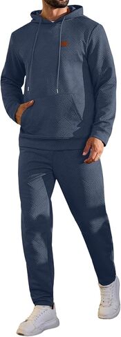 Vssjavun بدلات رياضية رجالي 2 قطعة مجموعة طويلة الأكمام البلوز البلوز و Sweatpants مطابقة مجموعة مجموعات الركض الرياضية in Kuwait