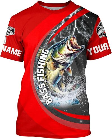 Personalized Bass Fishing Jerseys, Largemouth Bass Tournament Fishing Shirts | Red in Saudi Arabia