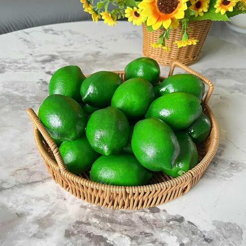 12 PCS Faux Yellow Lemons, Artificial Fruits Fake Lemons for Home Kitchen Thanksgiving Christmas Decoration (Green) in Saudi Arabia