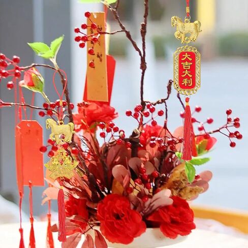 Year of The Horse Tassel Pendants, 6pcs Horse Hanging Charms, Chinese New Year Decorations, Feng Shui Ornament, Home Decor, Bonsai Tree Decor, Style 2 in Saudi Arabia