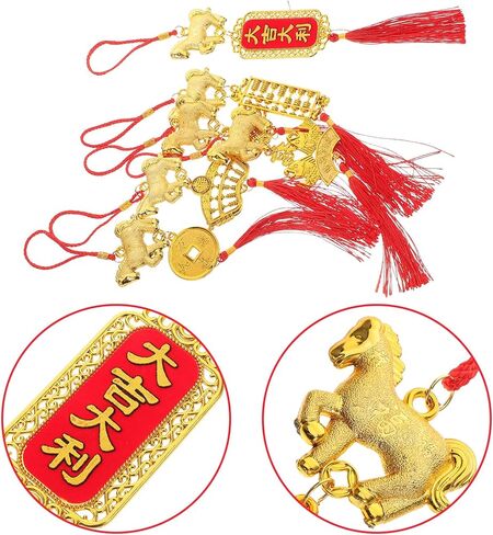 Year of The Horse Tassel Pendants, 6pcs Horse Hanging Charms, Chinese New Year Decorations, Feng Shui Ornament, Home Decor, Bonsai Tree Decor, Style 2 in Saudi Arabia