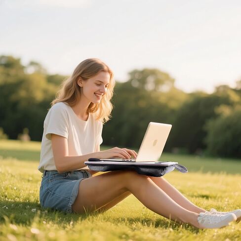 مكتب لاب توب، مكاتب لاب توب محمولة تناسب كمبيوتر محمول يصل إلى 16 بوصة مع وسادة وسادة مكتب كمبيوتر محمول مع مسند للمعصم مع فتحة تخزين للكمبيوتر اللوحي أو الهاتف للسرير والأريكة والسجاد وغرفة المعيشة والمكتب المنزلي (وردي) in Kuwait
