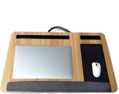 مكتب خشبي مع وسادة، حل للعمل من المنزل، خفيف الوزن، يناسب كمبيوتر محمول يصل إلى 17 بوصة، حامل خفيف الوزن مع وسادة معصم ناعمة، وسادة كمبيوتر محمول للأريكة in Kuwait