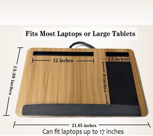 مكتب خشبي مع وسادة، حل للعمل من المنزل، خفيف الوزن، يناسب كمبيوتر محمول يصل إلى 17 بوصة، حامل خفيف الوزن مع وسادة معصم ناعمة، وسادة كمبيوتر محمول للأريكة in Kuwait