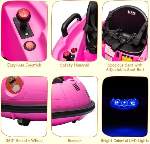 12V Electric Ride on Bumper Car for Toddlers, Kids Bumper Car with Remote Control, 360 Degree Spin, 3 Speed, LED Lights, Dual Joysticks, Safety Belt for 18+ Months Kids, Green in Kuwait