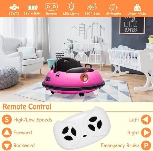 12V Electric Ride on Bumper Car for Toddlers, Kids Bumper Car with Remote Control, 360 Degree Spin, 3 Speed, LED Lights, Dual Joysticks, Safety Belt for 18+ Months Kids, Green in Kuwait