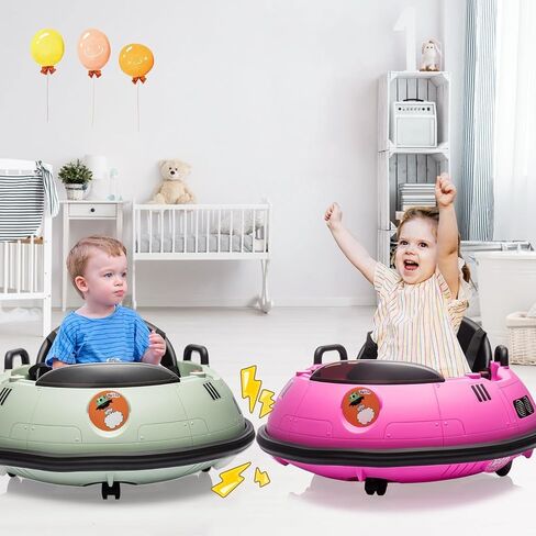 12V Electric Ride on Bumper Car for Toddlers, Kids Bumper Car with Remote Control, 360 Degree Spin, 3 Speed, LED Lights, Dual Joysticks, Safety Belt for 18+ Months Kids, Green in Kuwait