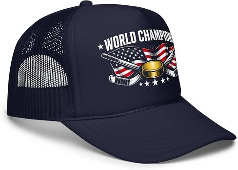 USA World Champions Gold Hockey Champs American Flag - Foam Trucker hat in Kuwait