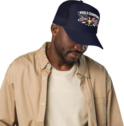 USA World Champions Gold Hockey Champs American Flag - Foam Trucker hat in Kuwait