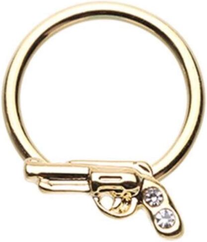 Golden Gun Pistol Steel Captive Bead Ring in Saudi Arabia