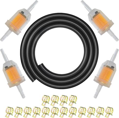 Universal 1/4 Fuel Line Kit, 3.3 Feet with 2 Magnetic Inline Fuel Filters, 8 Hose Clamps, for Small Engines in Saudi Arabia