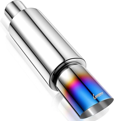 Upower Exhaust Muffler, Stainless Steel Exhaust Tip 14.8" Length 2" Inlet 3" Outlet Straight Through Universal Burnt Tip in Saudi Arabia