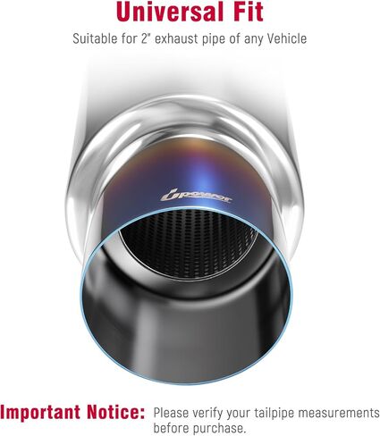 Upower Exhaust Muffler, Stainless Steel Exhaust Tip 14.8" Length 2" Inlet 3" Outlet Straight Through Universal Burnt Tip in Saudi Arabia