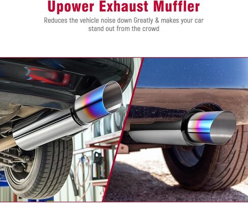 Upower Exhaust Muffler, Stainless Steel Exhaust Tip 14.8" Length 2" Inlet 3" Outlet Straight Through Universal Burnt Tip in Saudi Arabia